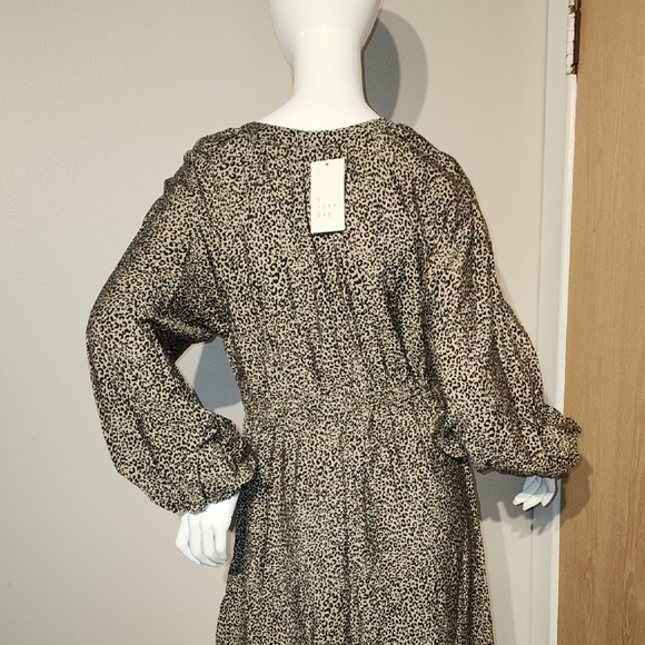 A New Day Brown and Cream Tiered Wrap Dress - Picture 7 of 11